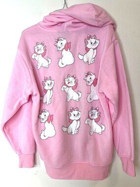 Disney Small Pink Zip Hoodie Aristocats Marie White Kitty Cat New with Tags